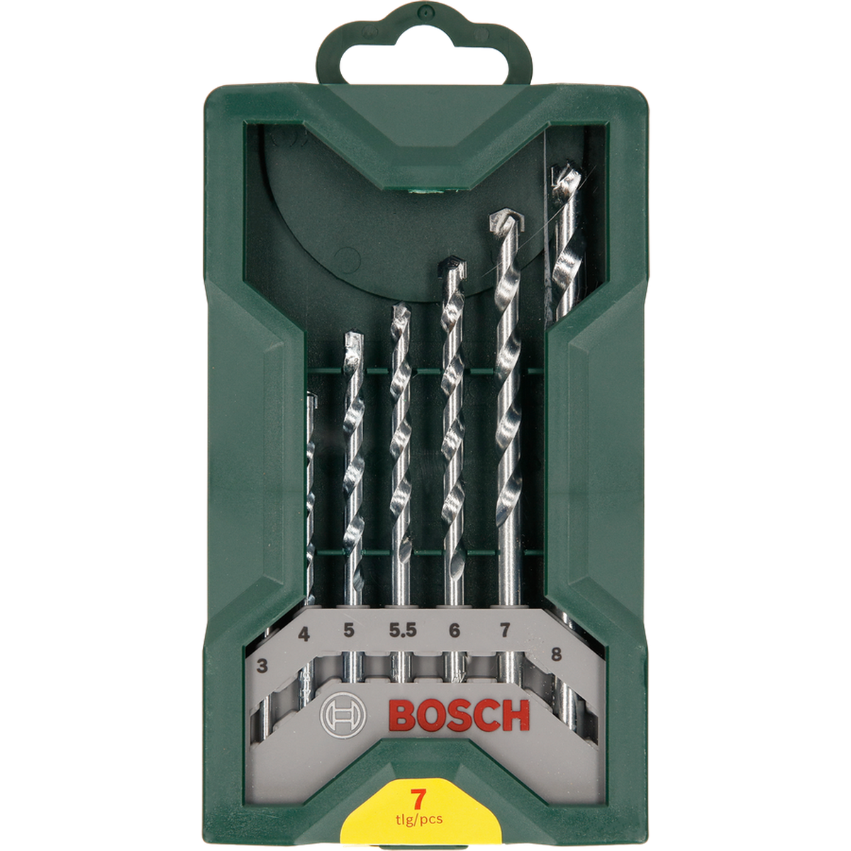 Bosch X-Line Masonry Drill Bit Set 7pcs (a versatile set of masonry drill bits for common drilling applications in brick, stone, and concrete, includes various sizes for convenience), compatible with rotary and impact drills.