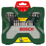 Bosch X-Line 43-Piece Screwdriver Bit Set (HEX shank, for various screws, incl. magnetic universal holder, storage case)