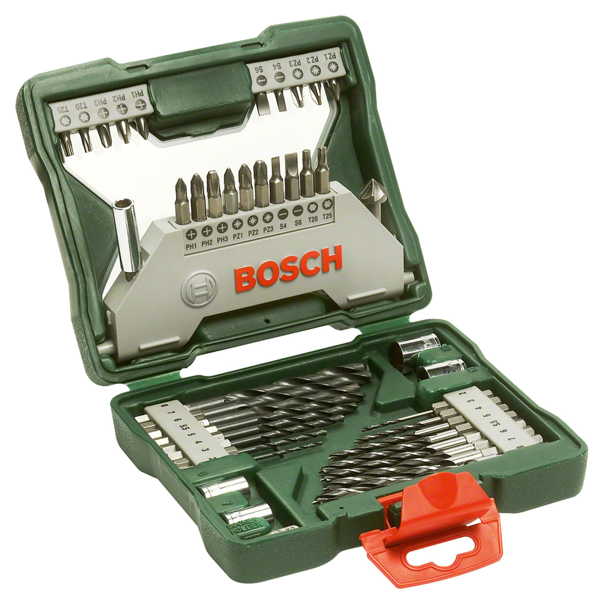 Bosch X-Line 43-Piece Screwdriver Bit Set (HEX shank, for various screws, incl. magnetic universal holder, storage case)