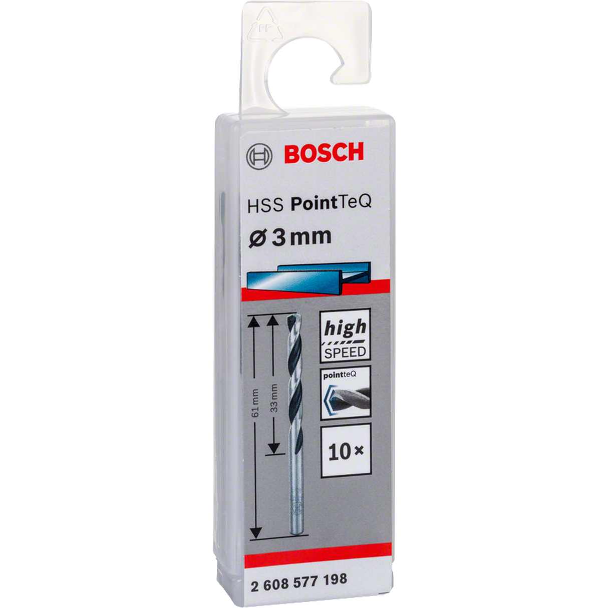 Metal Twist Drill Bit HSS PointTeq 3x33x61mm 10pcs Bosch HSS PointTeq twist drill bit set