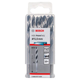 Bosch HSS PointTeQ Metal Twist Drill Bit (5.5x57x93mm, 10-piece pack, For fast metal drilling)