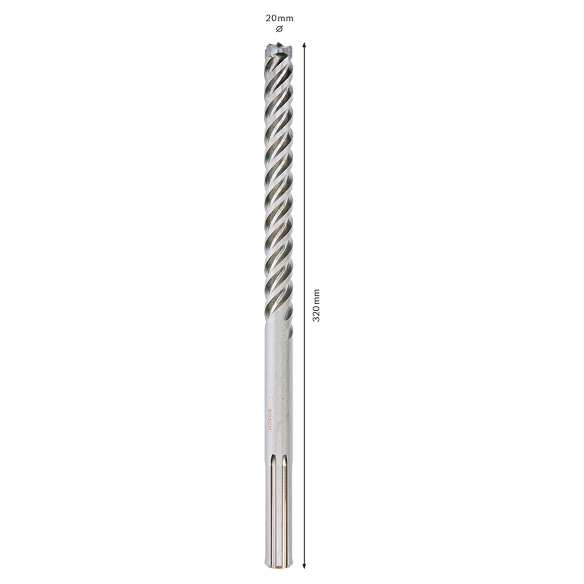 Bosch SDS Max-8X Drill Bit 20x200x320mm (for ultimate endurance and speed in reinforced concrete, solid carbide head for superior performance and reduced vibration), compatible with SDS Max rotary hammers.