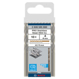 Bosch HSS-CO Metal Drill Bit (4x43x75mm, 10-piece pack, For drilling in tough metals like stainless steel)