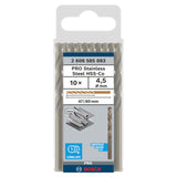 Bosch HSS-CO Metal Drill Bit (4.5x47x80mm, 10-piece pack, For drilling in tough metals like stainless steel)