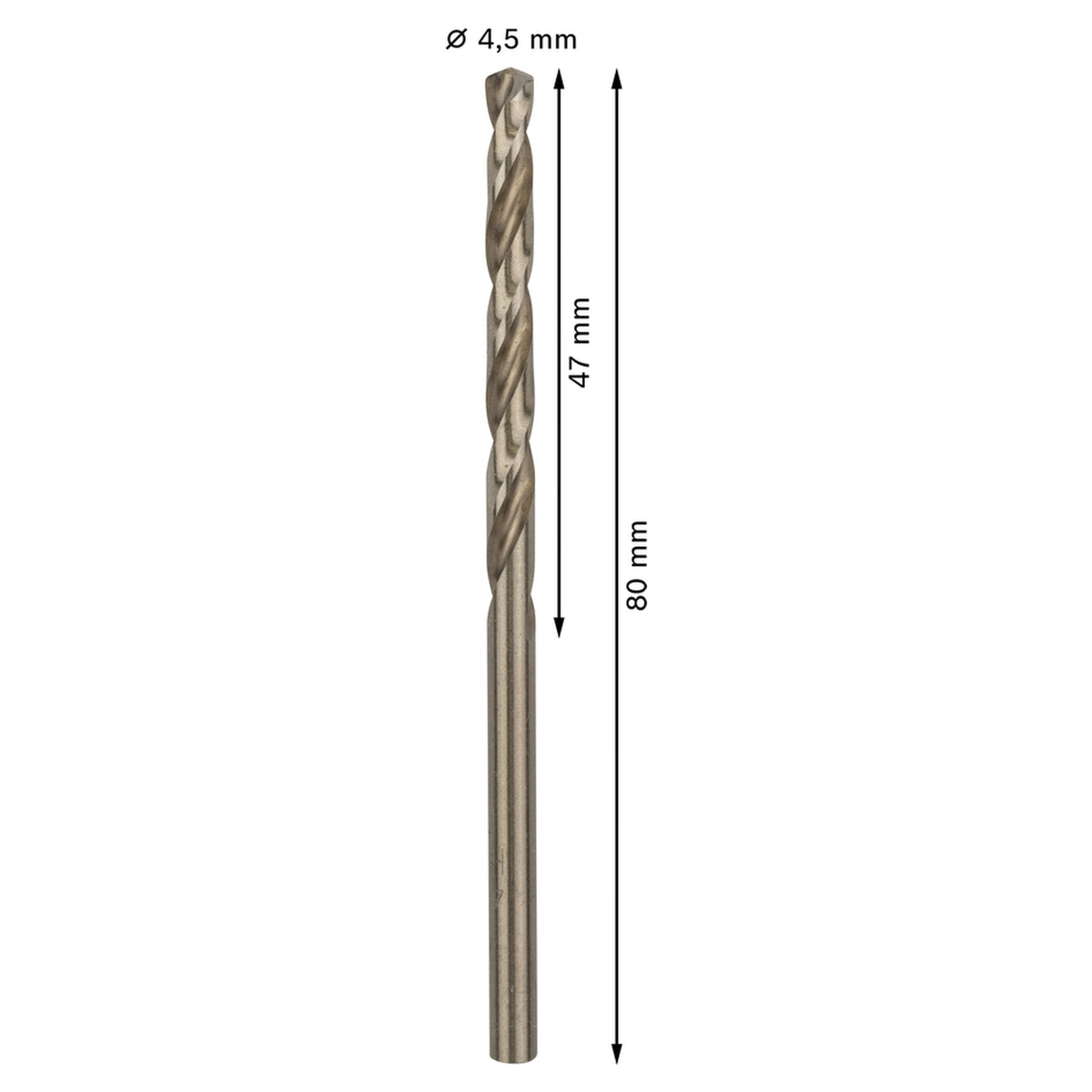 Bosch HSS-CO Metal Drill Bit (4.5x47x80mm, 10-piece pack, For drilling in tough metals like stainless steel)