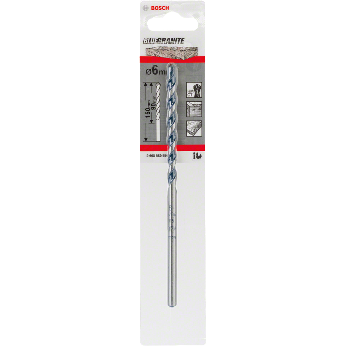 Bosch CYL-9 Carbide-Tipped Drill Bit (6x90x150mm, For stone/concrete)