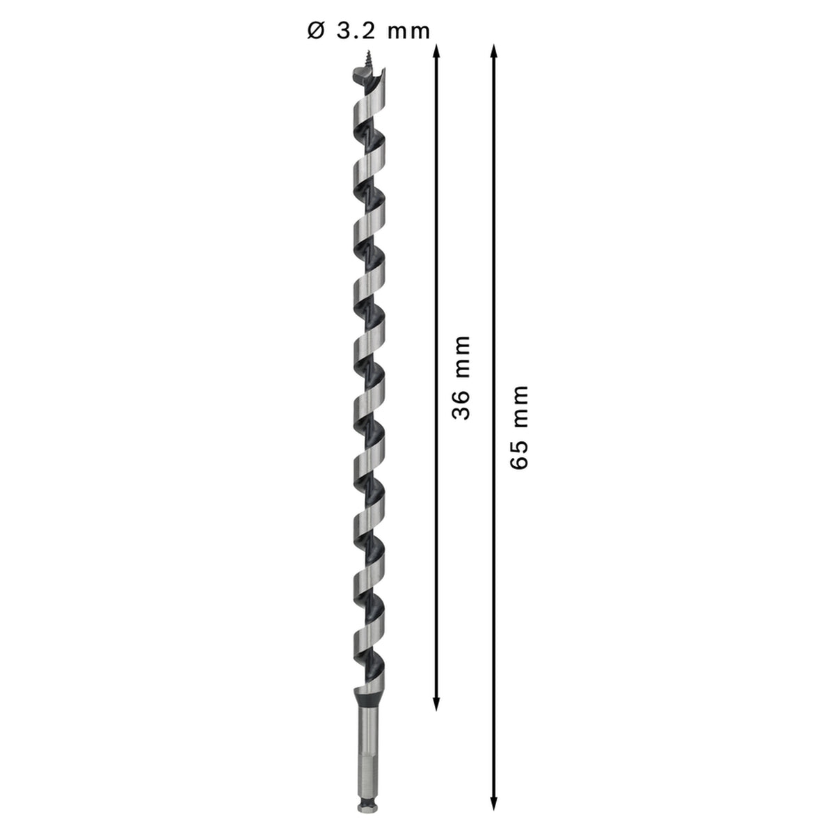 Bosch HEX Auger Bit 20x450mm (for fast and accurate drilling of deep holes in wood, features a hexagonal shank for secure grip and strong rotation), compatible with drills with hexagonal chucks.