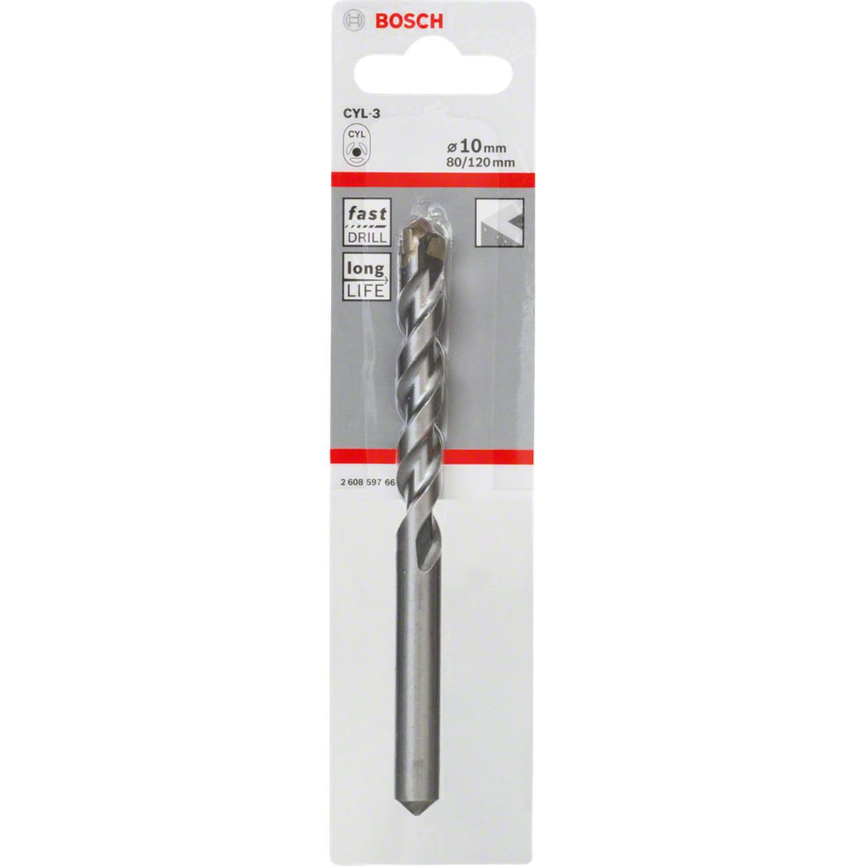 Bosch CYL-3 Carbide-Tipped Drill Bit (10x80x120mm, For concrete/masonry)
