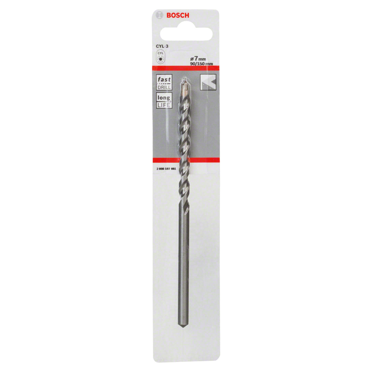 Bosch CYL-3 Concrete Drill Bit (7x90x150mm, 6.5mm shank, For concrete/masonry)