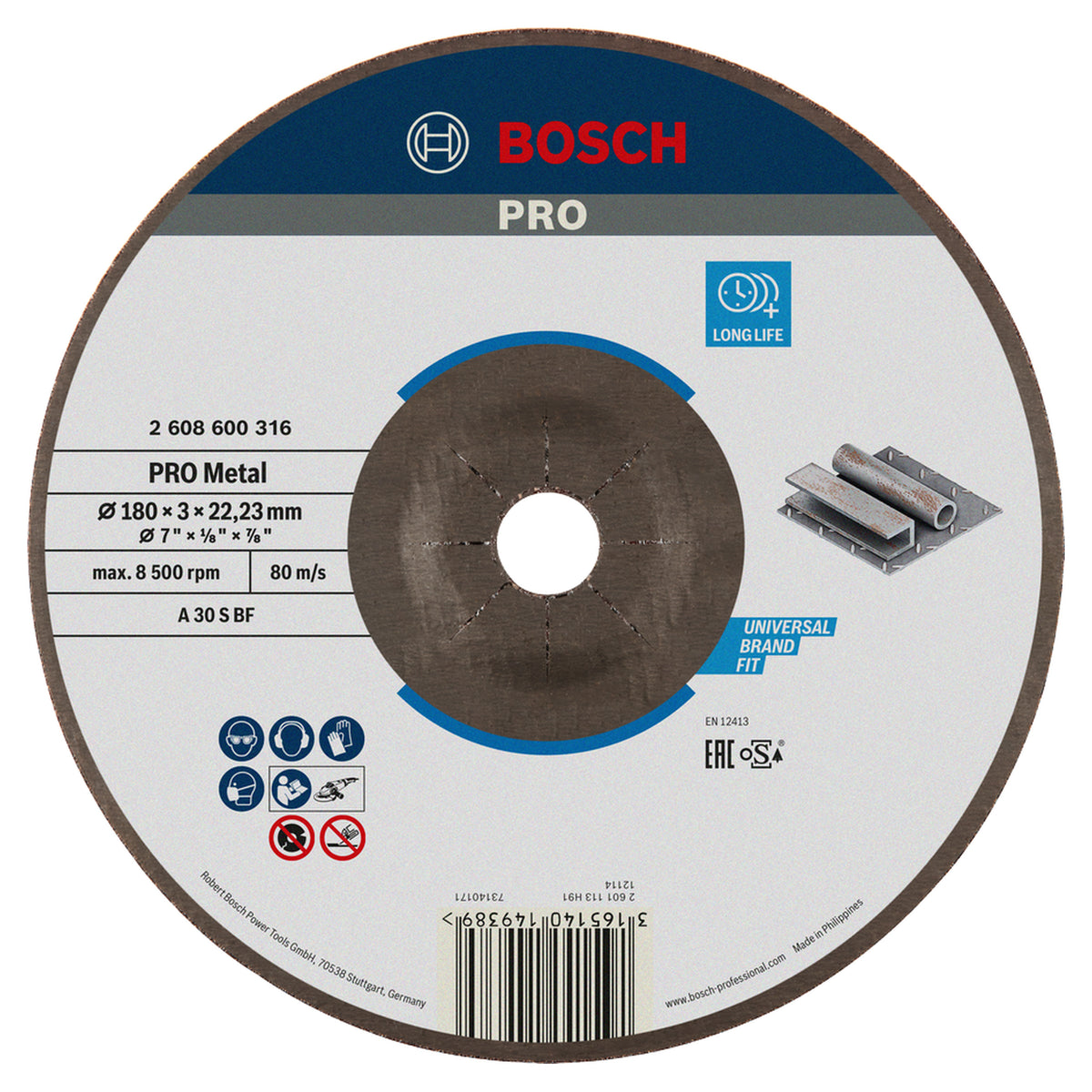 Cutting Disc Expert for Metal with Depressed Centre 180x3x22.23mm