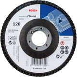 Bosch Standard for Metal Flap Disc X433 (115mm, 22.23mm bore, G120, angled version, glass-fibre backing, resin bond, incl. 1x Flap disc)
