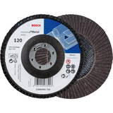 Bosch Standard for Metal Flap Disc X433 (115mm, 22.23mm bore, G120, angled version, glass-fibre backing, resin bond, incl. 1x Flap disc)