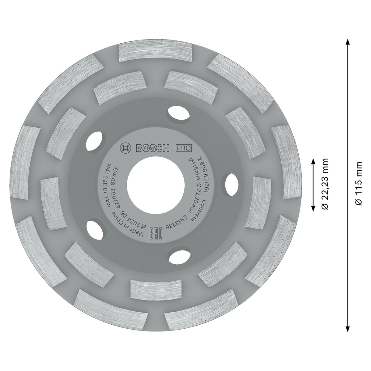 Diamond Grinding Head Expert for Concrete, Double Row 115mm