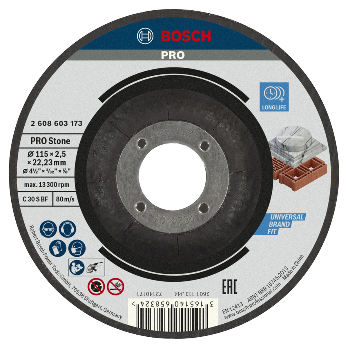 Standard for Stone cutting disc with depressed centre C 30 S BF, 115 mm, 22,23 mm, 2,5 mm