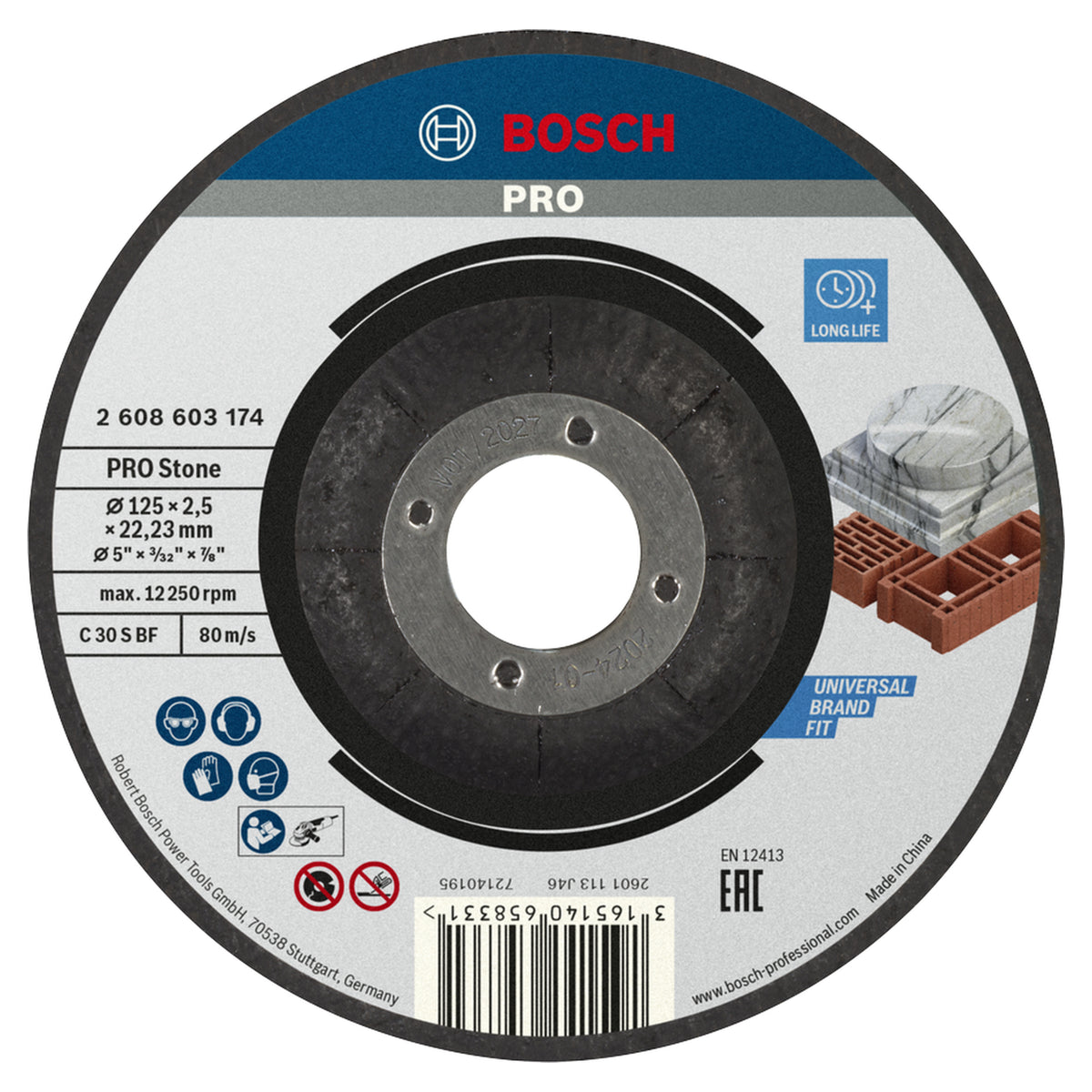 Bosch Standard for Stone cutting disc with depressed centre C 30 S BF, 125 mm, 22,23 mm, 2,5 mm