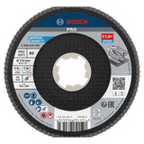 Bosch Best for Metal Flap Disc X571, 115 mm, G80 (angled version, premium zirconia alumina grit, fiberglass backing, incl. 1x Flap disc)