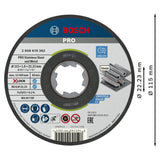 Bosch X-LOCK Standard for Inox Straight Cutting Disc 115x1.6x22.23mm (for reliable, burr-free cuts in stainless steel with the X-LOCK quick-change system), compatible with X-LOCK angle grinders.