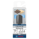 Bosch Straight Bit 8mm, D1 18mm, L 25mm, G 56mm (for general purpose routing, grooving, and mortising in wood, carbide-tipped for long life and clean results), compatible with routers.