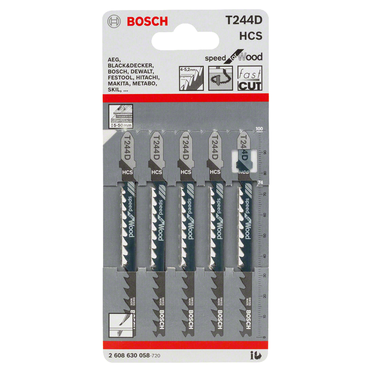 Jigsaw Blade Set T 244D Speed for Wood 100mm 5pcs