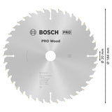 Bosch Circular Saw Blade PRO Wood (184x20mm, 40 teeth, For fast and efficient cuts in wood)