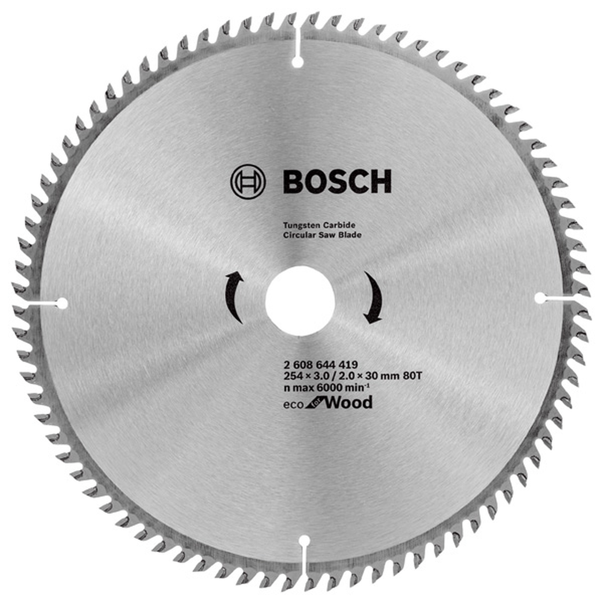 Bosch Professional Eco for Wood Circular Saw Blade 254x30-80 (Outer diameter 254mm, Bore 30mm, 80 Teeth, incl. 1x Saw blade)