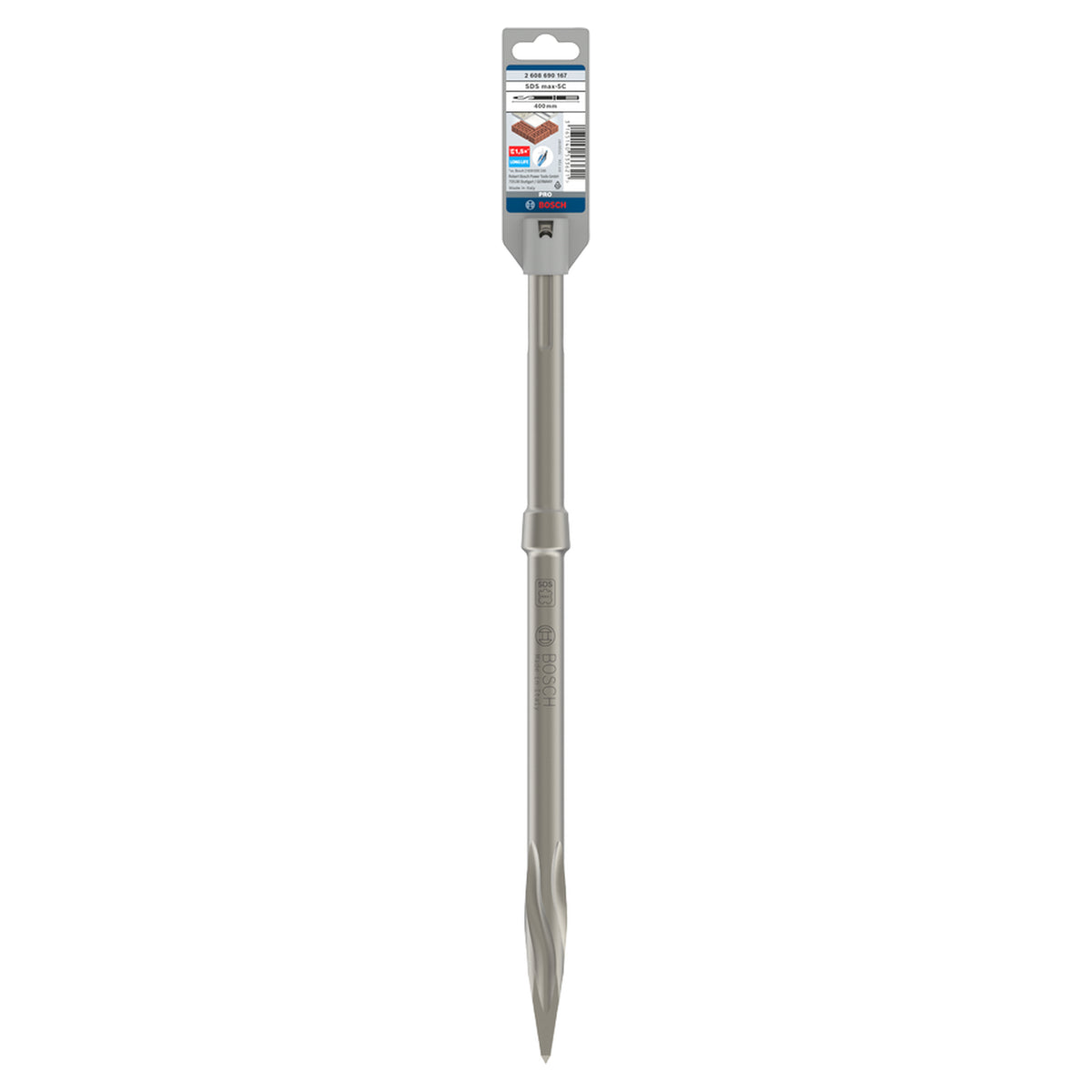 Bosch SDS Max Pointed Chisel (400mm, Self-sharpening, For concrete demolition)