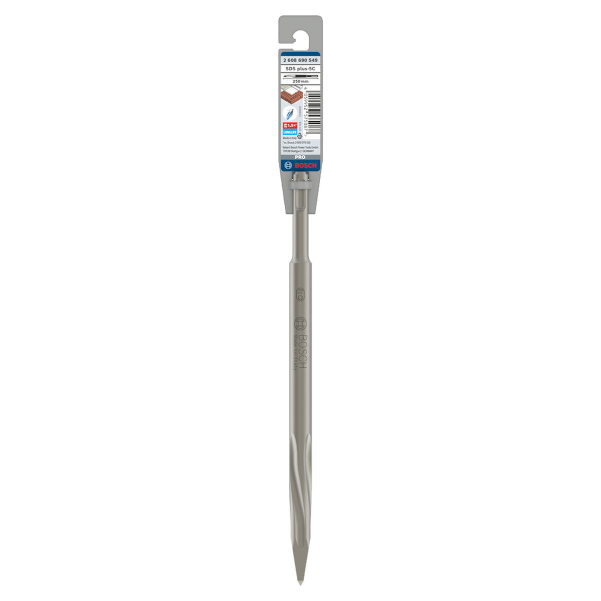 Bosch PRO SDS plus-5C Pointed Chisel (250mm, For concrete demolition, SDS Plus shank)