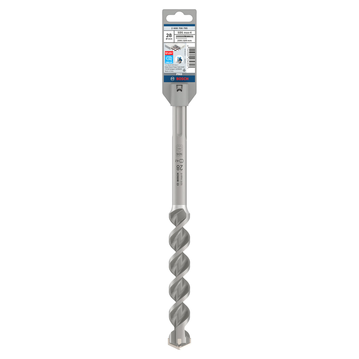 Bosch SDS max-4 Hammer Drill Bit (28x200/320mm, For concrete and masonry, 4-cutter head)