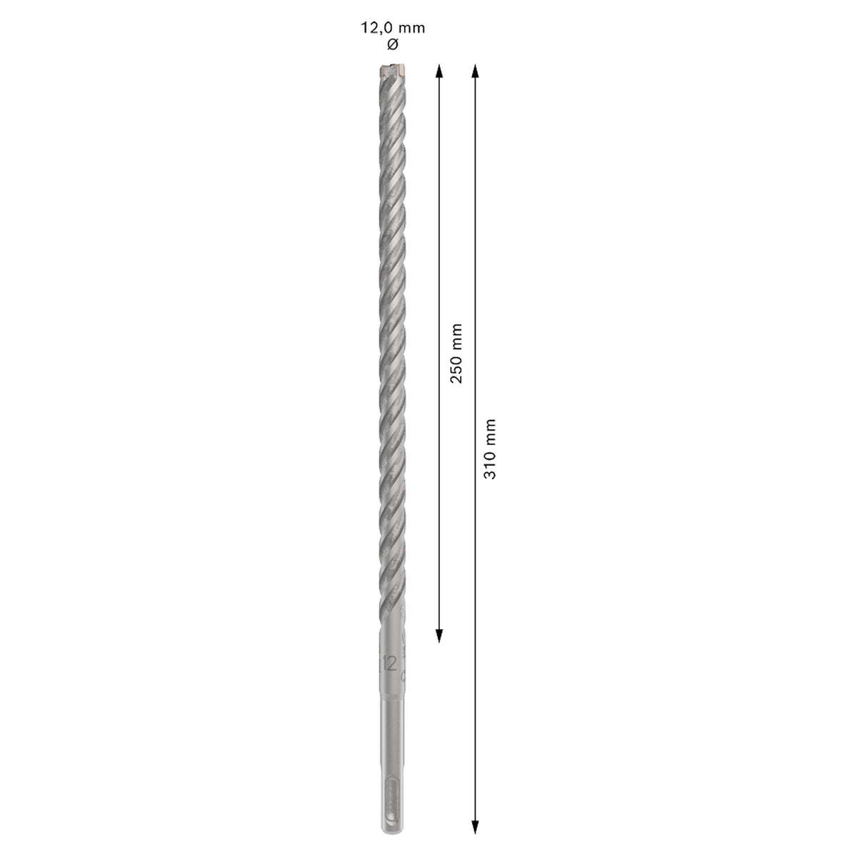 Bosch SDS-Plus-5X Hammer Drill Bit (12x250/310mm, For reinforced concrete and masonry)
