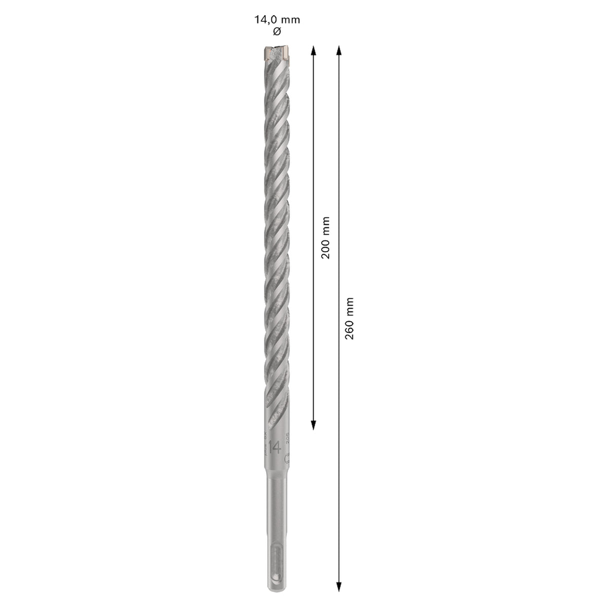 Bosch SDS-Plus-5X Hammer Drill Bit (14x200/260mm, For reinforced concrete and masonry)