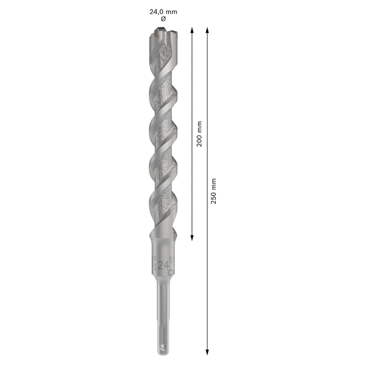 Bosch SDS-Plus-5X Hammer Drill Bit (24x200/250mm, For reinforced concrete and masonry)