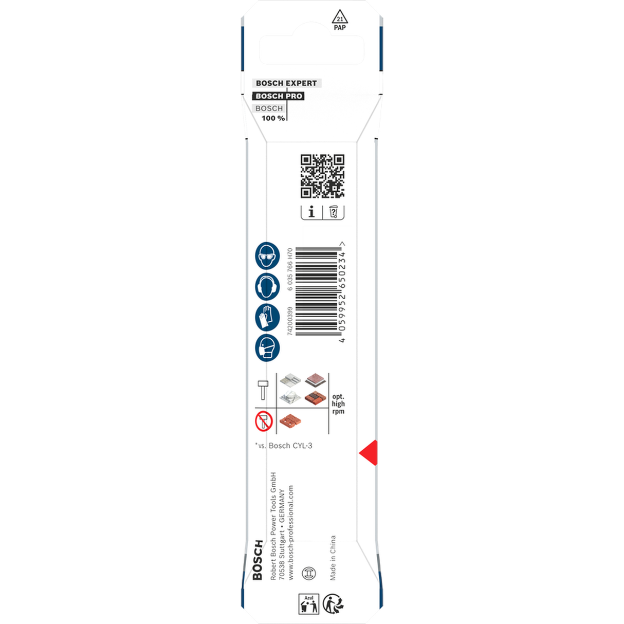 Bosch Professional PRO HEX-5 Drill Bit 3x50x100mm (Carbide tip, 1/4" Hex shank, for Concrete/Masonry, Impact rated)