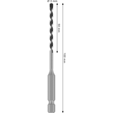 Bosch Professional PRO HEX-5 Drill Bit 3x50x100mm (Carbide tip, 1/4" Hex shank, for Concrete/Masonry, Impact rated)