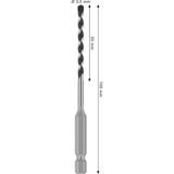  Bosch Professional PRO HEX-5 Drill Bit 3.5x50x100mm (Carbide tip, 1/4" Hex shank, for Concrete/Masonry, Impact rated)