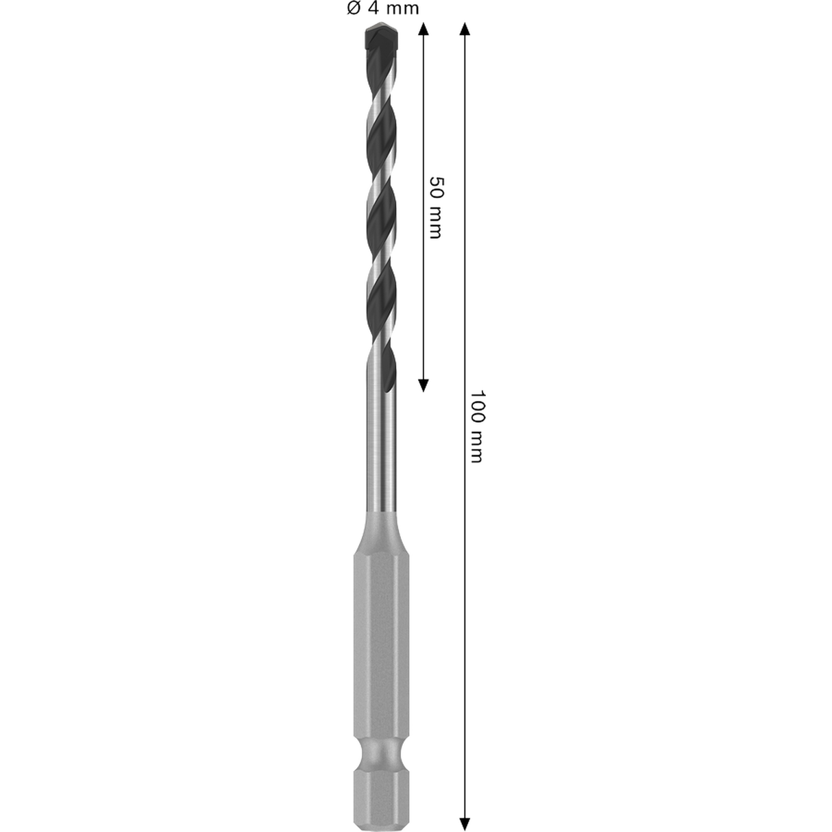 Bosch Professional PRO HEX-5 Drill Bit 4x50x100mm (Carbide tip, 1/4" Hex shank, for Concrete/Masonry, Impact rated)