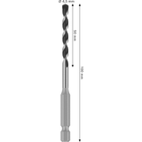 Bosch Professional PRO HEX-5 Drill Bit 4.5x50x100mm (Carbide tip, 1/4" Hex shank, for Concrete/Masonry, Impact rated)