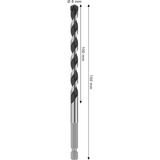 Bosch Professional PRO HEX-5 Concrete Drill Bit 8x100x150mm (Continuous carbide edge, 1/4" Hex shank, for Concrete/Masonry, Impact rated, S.o.S - 1x Drill bit)