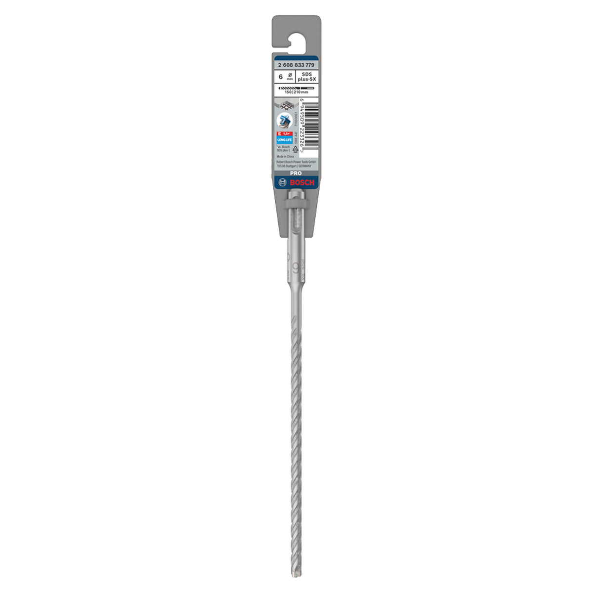 Bosch SDS-Plus-5X Hammer Drill Bit (6x150/210mm, For reinforced concrete and masonry)