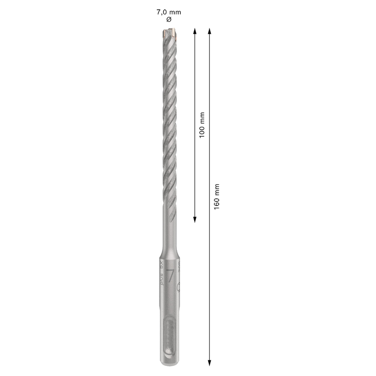 Bosch SDS-Plus-5X Hammer Drill Bit (7x100/160mm, For reinforced concrete and masonry)