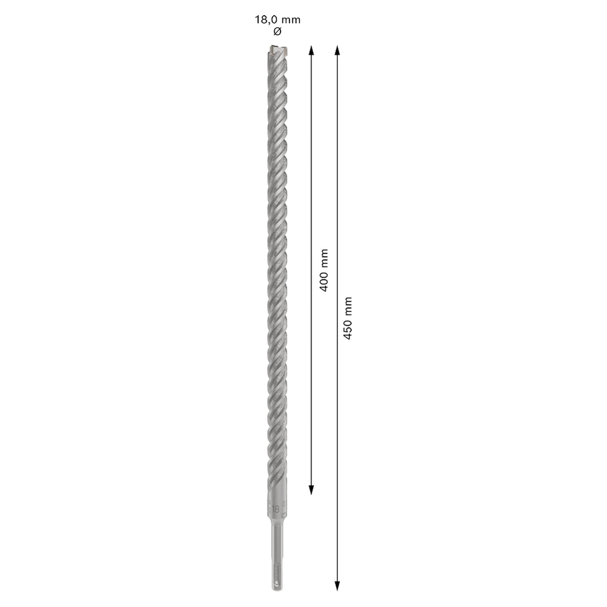 Bosch SDS Plus-5X Hammer Drill Bit (18x400/450mm, For reinforced concrete and masonry, Long life)