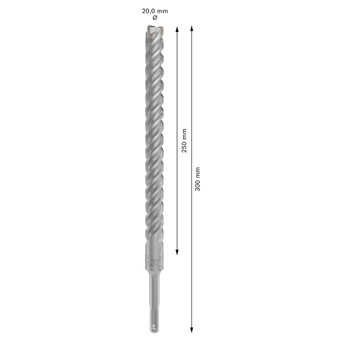 Bosch SDS Plus-5X Hammer Drill Bit (20x250/300mm, For reinforced concrete and masonry, Long life)