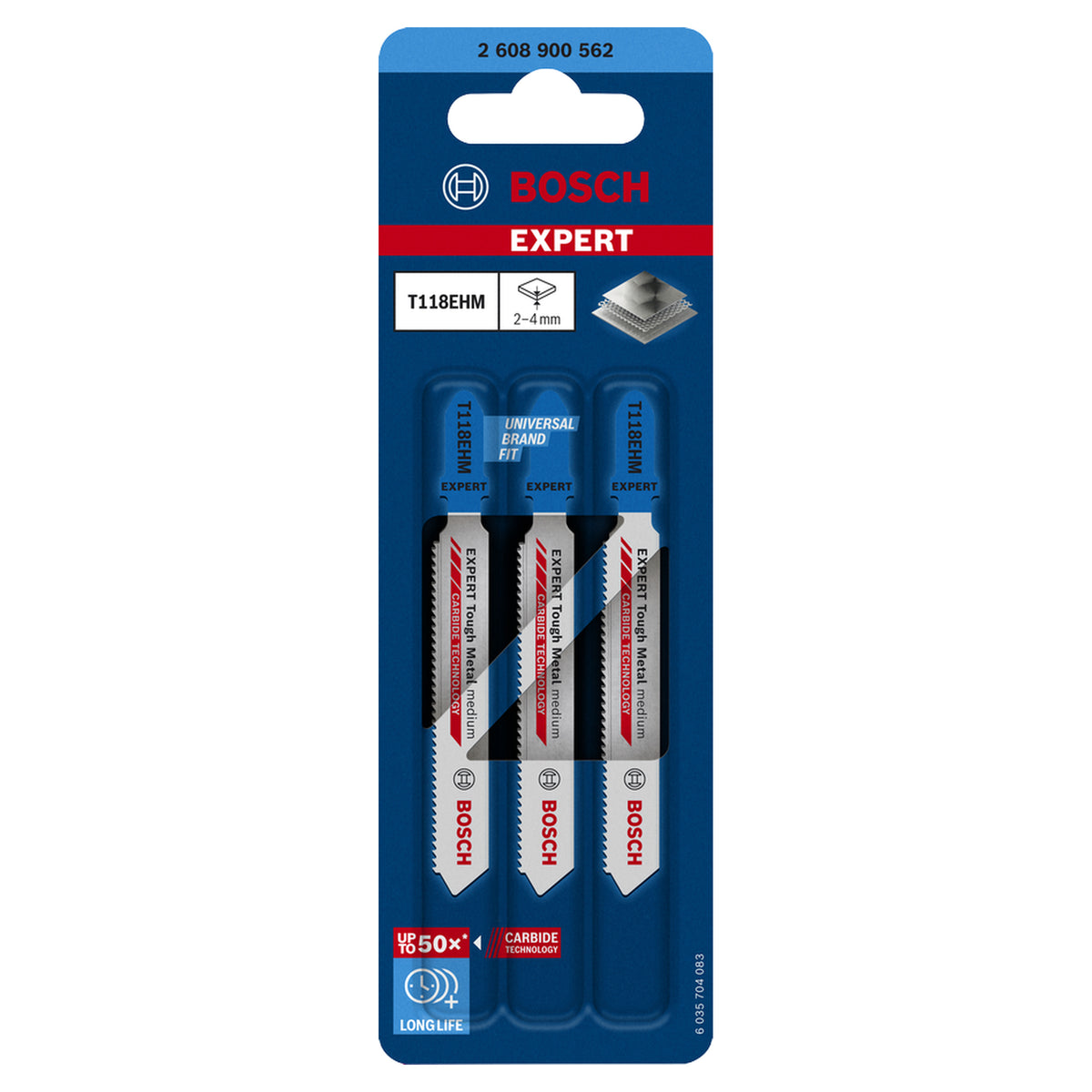 Bosch Jigsaw Blades T 118EHM Stainless Steel (3-piece set, For cutting stainless steel)