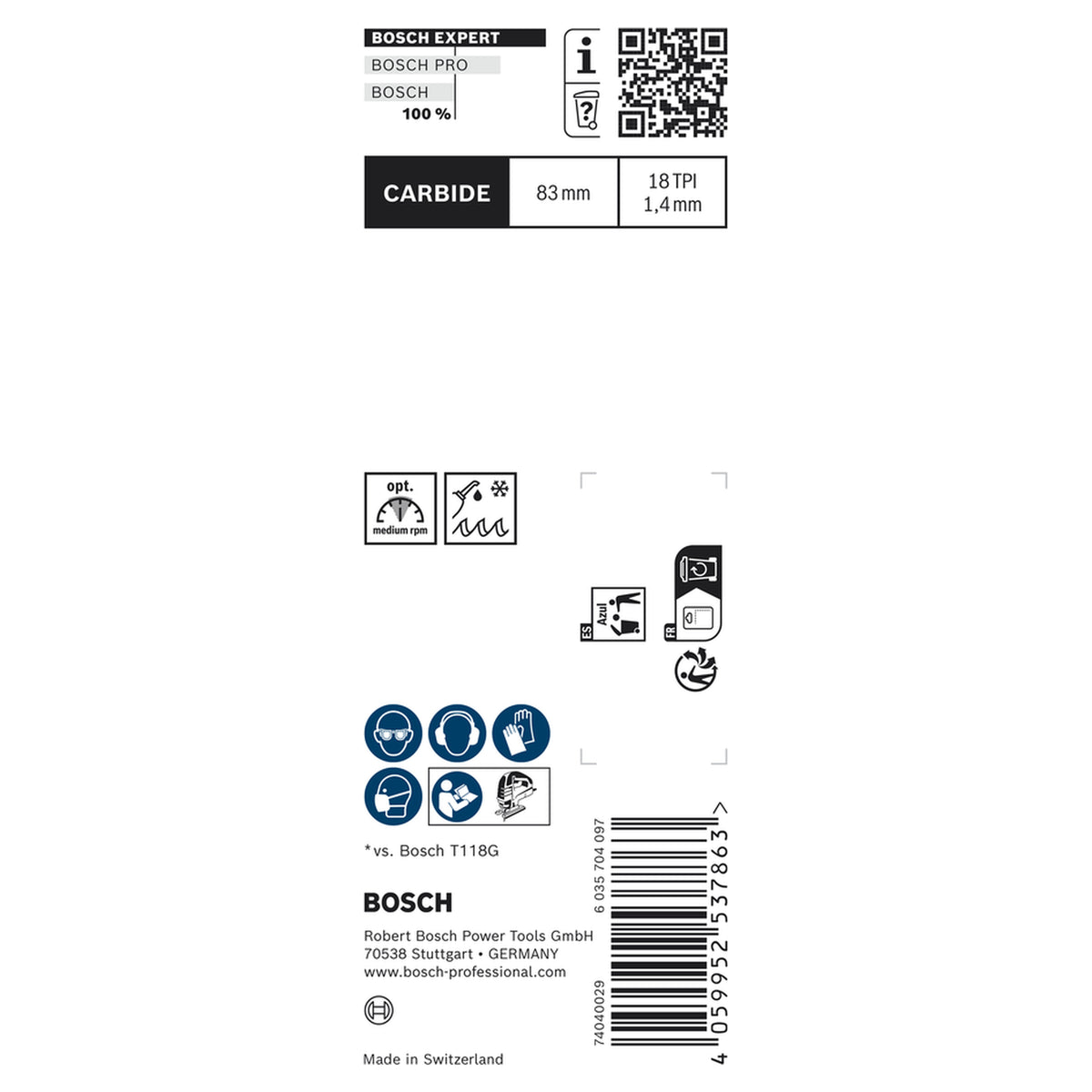 Bosch Jigsaw Blades T 118EHM Stainless Steel (3-piece set, For cutting stainless steel)