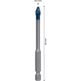 Bosch HEX-9 HardCeramic Drill Bit (6x90mm, For hard tiles and ceramics, Hex shank)