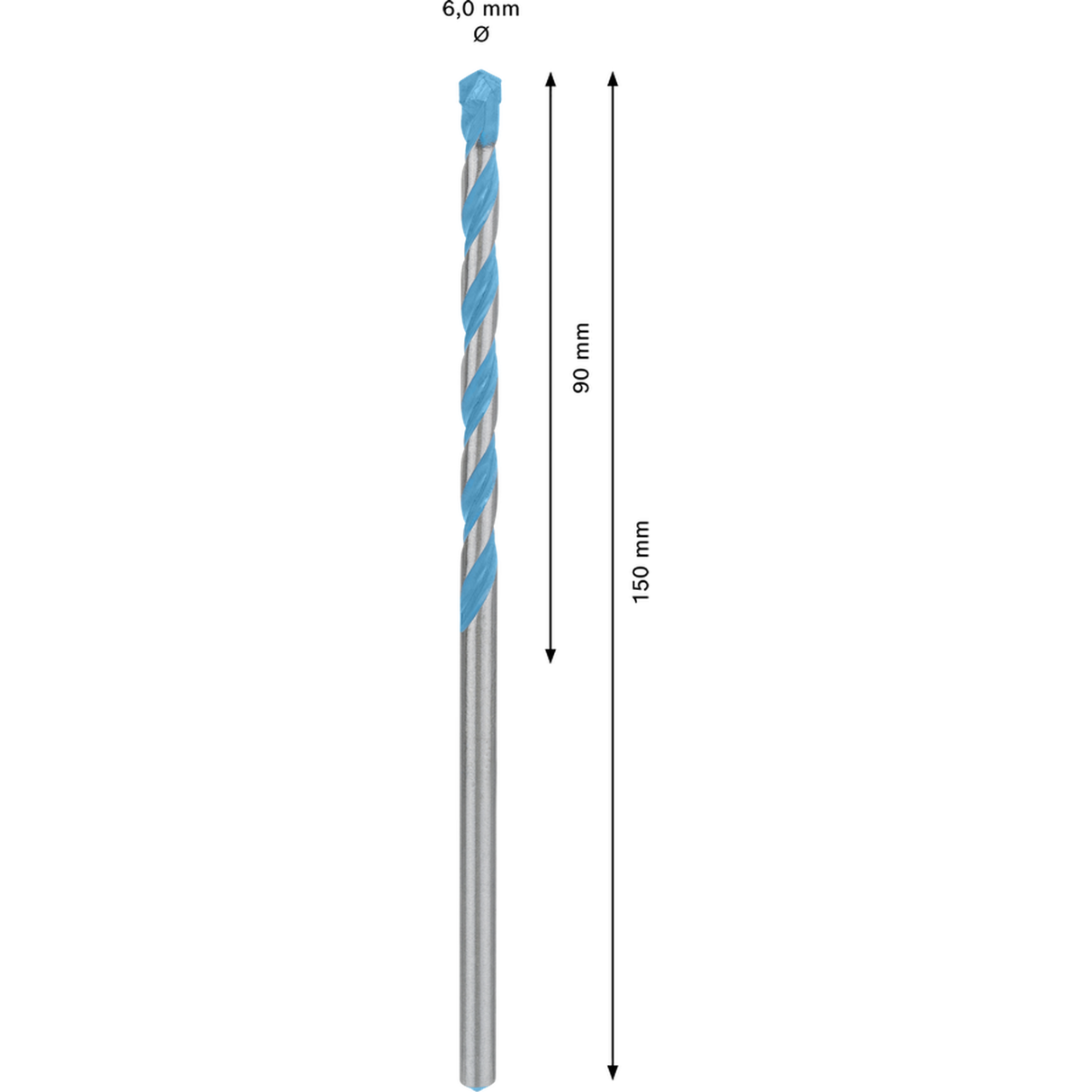 Bosch CYL-9 MultiConstruction Drill Bit (6x90x150mm, For various materials: tile, wood, metal, masonry)