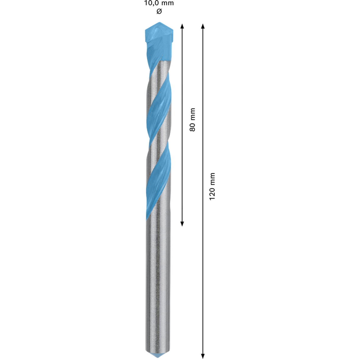 Bosch CYL-9 MultiConstruction Drill Bit (10x80x120mm, For various materials: tile, wood, metal, masonry)
