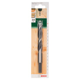 Bosch Brad Point Drill Bit 14x150mm (for precise and splinter-free drilling in softwood and hardwood, features a centring tip for accurate starts), compatible with rotary drills.