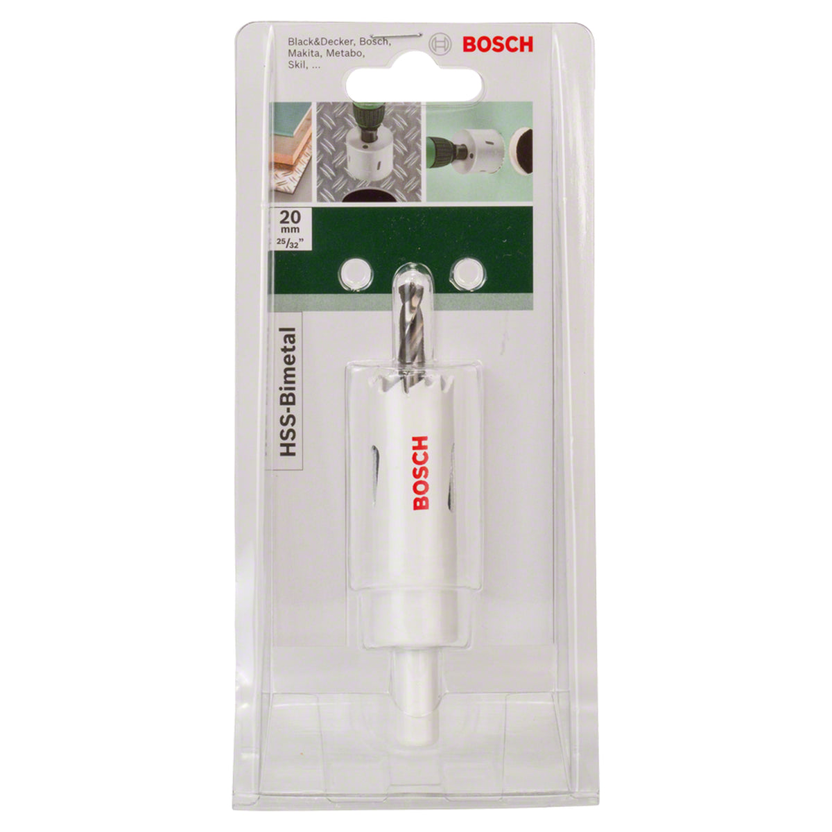 Bosch Hole Saw Bi-Metal HSS 20mm (bi-metal hole saw for general purpose drilling in wood, metal, and plastic).