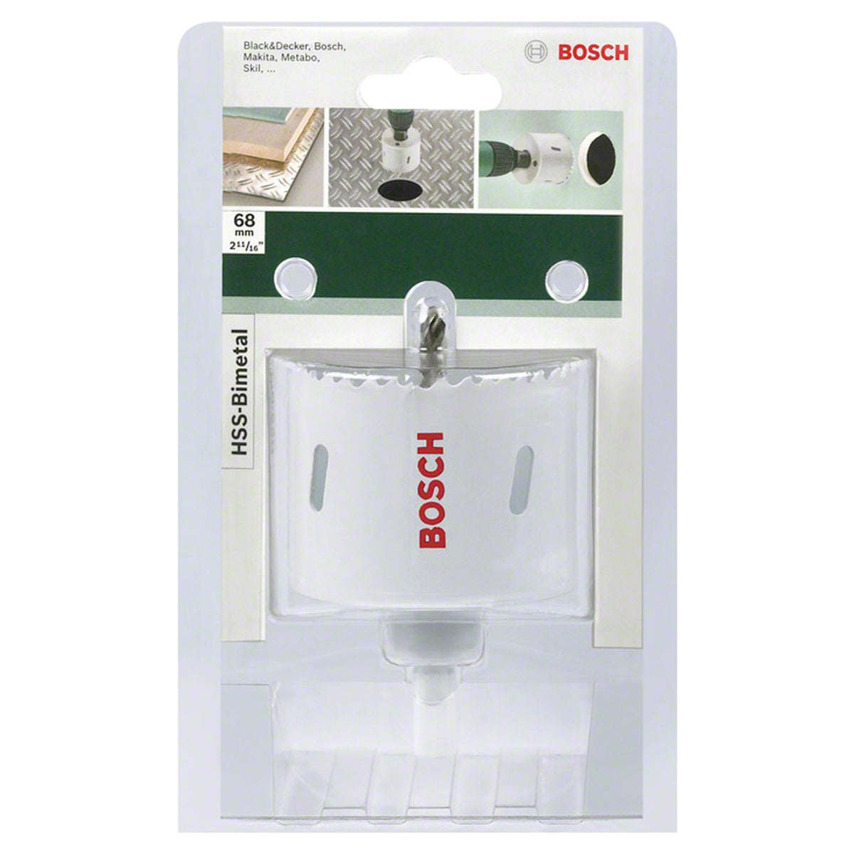 Bosch Hole Saw Bi-Metal HSS 68mm (bi-metal hole saw for general purpose drilling in wood, metal, and plastic).