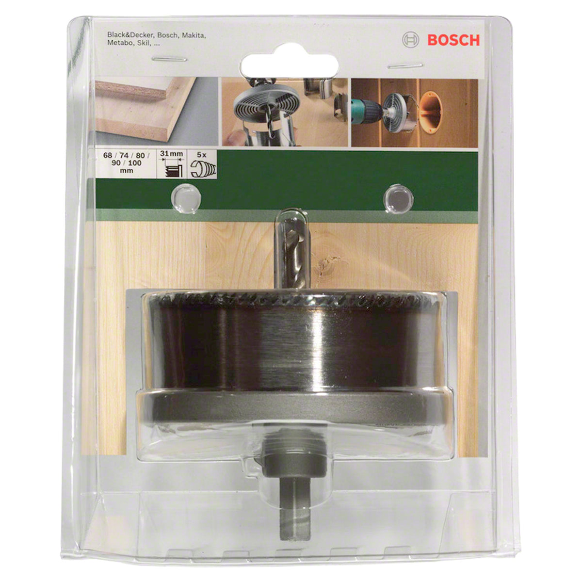 Bosch 5-Piece Hole Saw Set (68-100mm, For various materials)